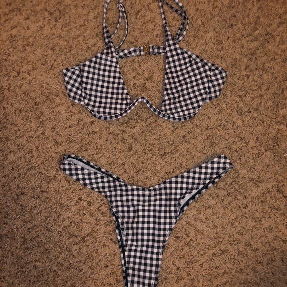 Black & White Checkered SHEIN Bikini